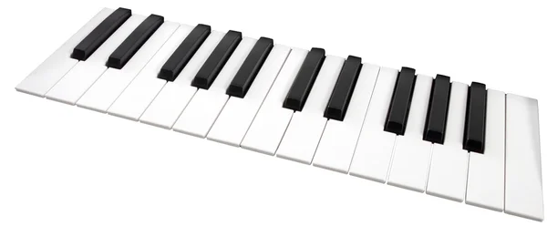 Detail elektronické piano klávesnici na bílém pozadí — Stock fotografie