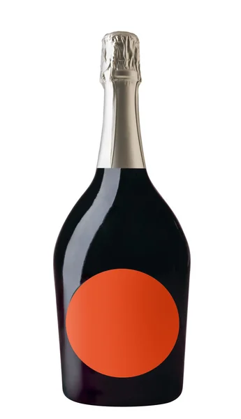 Пляшка червоного вина, ізольована на білому з відсічним контуром . — стокове фото