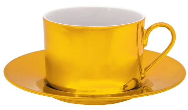 Goldene Tasse isoliert auf weißem Hintergrund — Stockfoto