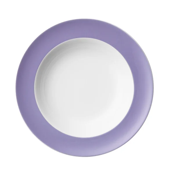 Чиста біла обідня тарілка з смужкою Lilac — стокове фото