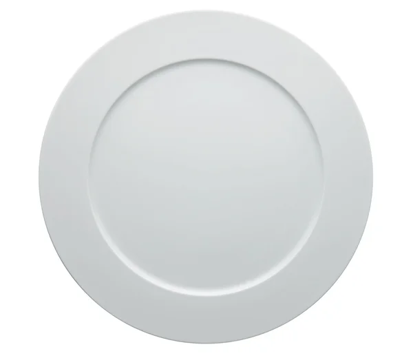 Lege witte diner plaat geïsoleerd op wit. — Stockfoto