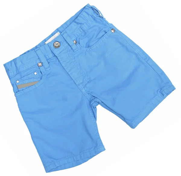Blue jeans shorts isolated on the white background — Stock Photo, Image