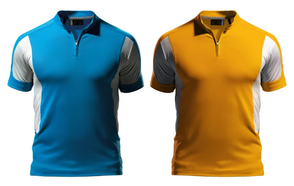 Modelo de design de camiseta pólo em branco (frente) com zíper — Fotografia de Stock
