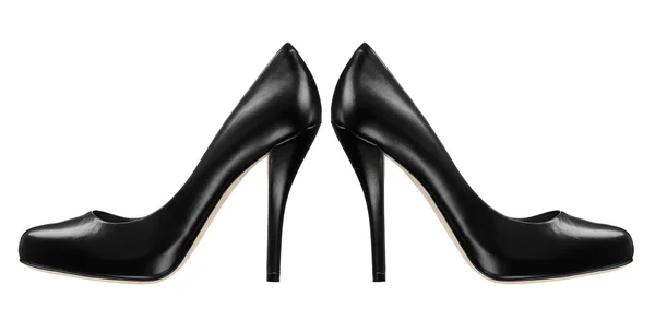 Чорні жіночі туфлі ізольовані на білому тлі — стокове фото