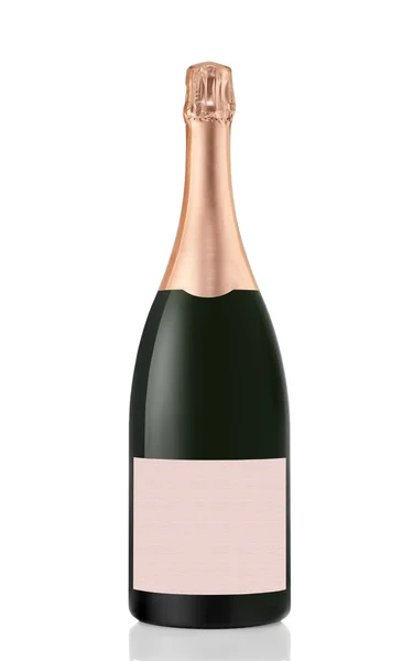 Şampanya şişesi izole kırpma yolu ile beyaz arka plan üzerinde — Stockfoto
