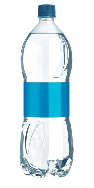 水、白い背景で隔離のブルーのボトル — ストック写真