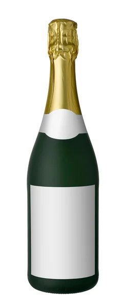 Garrafa de champanhe isolada no fundo branco com caminho de recorte — Fotografia de Stock