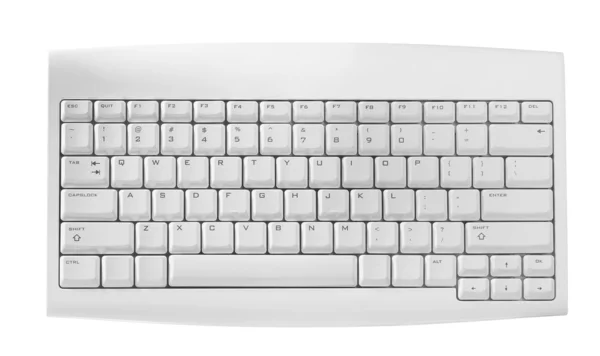 Weiße Tastatur isoliert mit Clipping-Pfad über weißem Hintergrund — Stockfoto