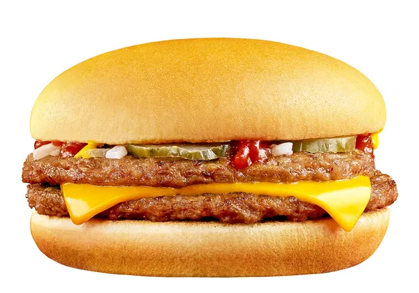 Grande cheeseburger saboroso isolado no fundo branco — Fotografia de Stock