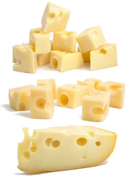 Set pieces of swiss cheese.