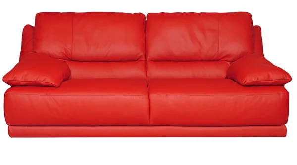Immagine di un moderno divano in pelle rossa su sfondo bianco — Foto Stock