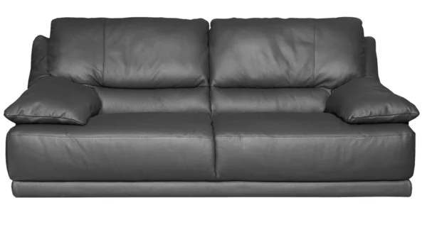 Imagen de un moderno sofá de cuero negro sobre fondo blanco — Foto de Stock