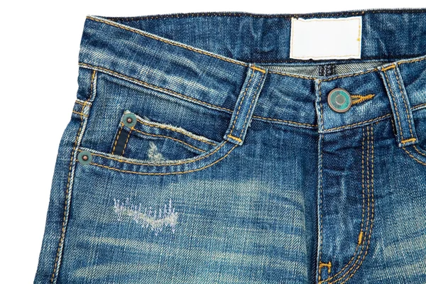 Pantalone blu jeans isolato su sfondo bianco con clipping pa — Foto Stock