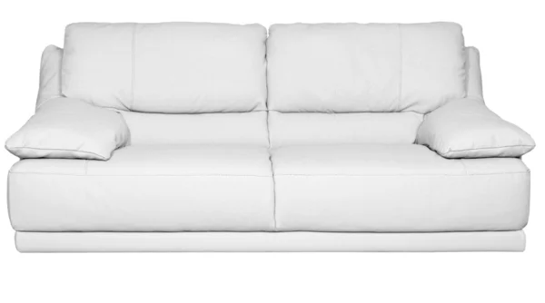 白い背景の上の現代の白い革張りのソファのイメージ — ストック写真