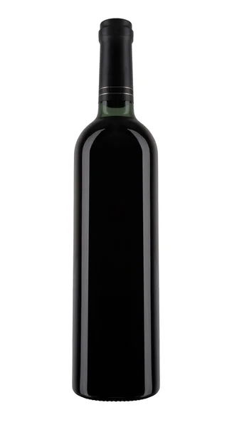 Una bottiglia di vino rosso, isolata su bianco . — Foto Stock
