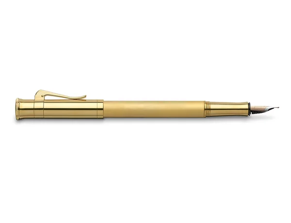 Классическая золотая ручка на белом фоне — стоковое фото