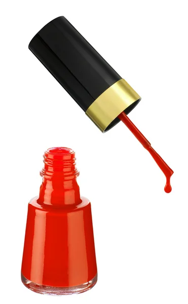 Geïsoleerde rode nagellak druipend — Stockfoto