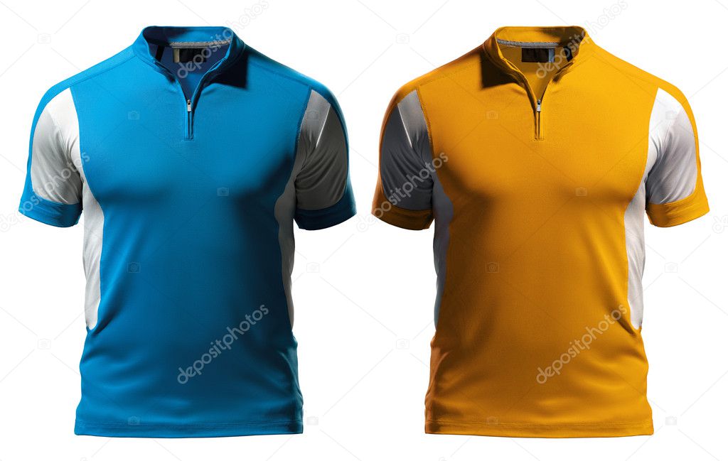 Blank polo t-shirt design template (front) with zipper