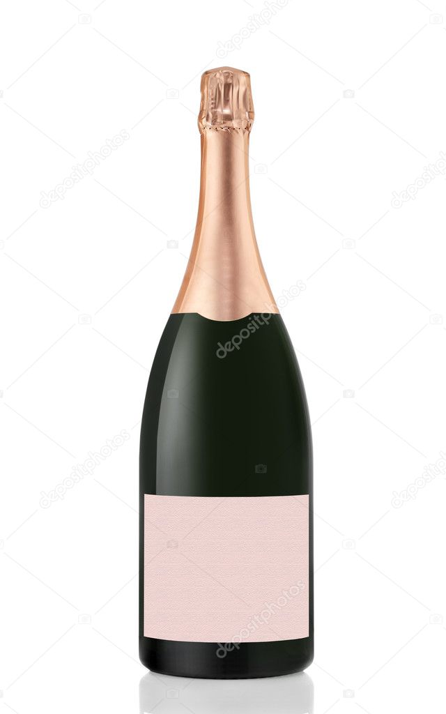 Rose Champagne Bottle Isolated On White Stock Photo - Download