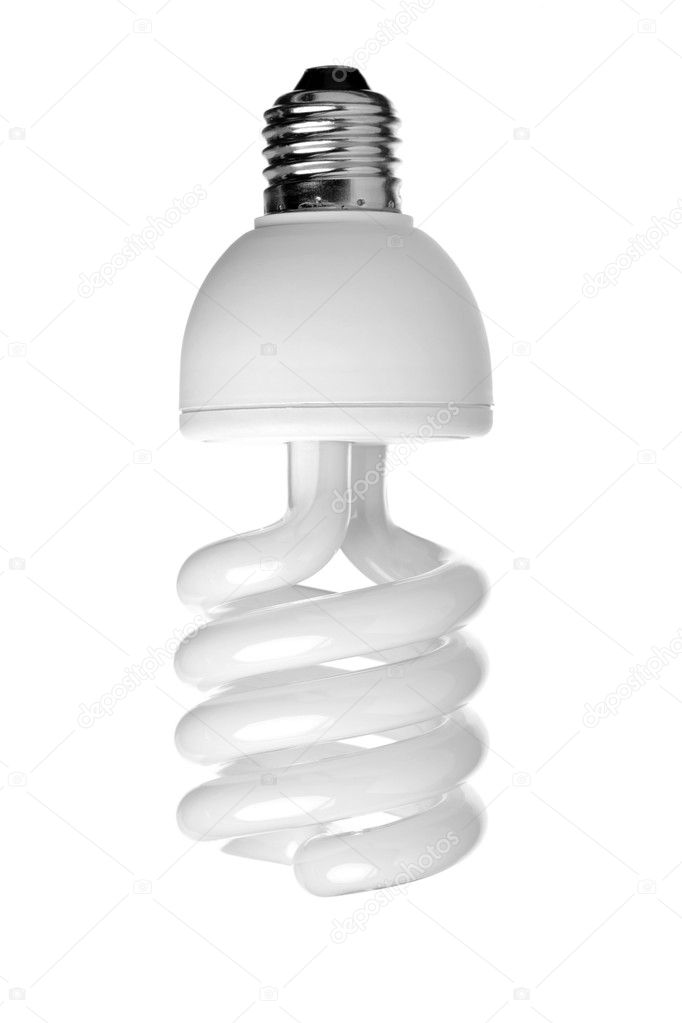 Energy saving fluorescent light bulb (CFL) isolated