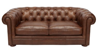 Image of a modern brown leather sofa over white background clipart
