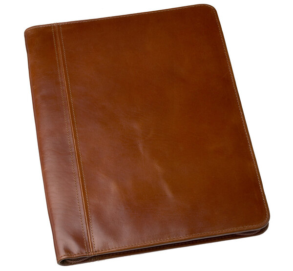 Business leather brown folder isolated on white