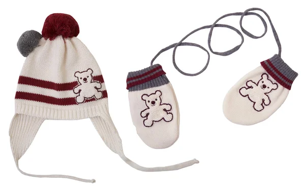 Зимова шапка і рукавички ізольовані на білому — стокове фото
