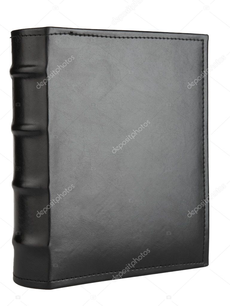 Book in leather cover isolated on white background with clipping