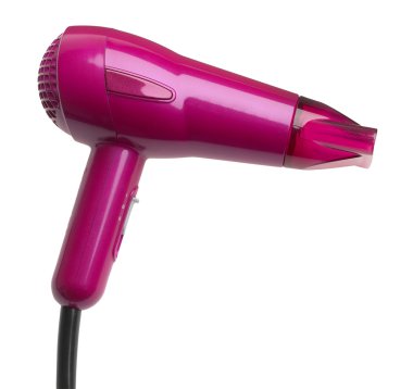 Red hair dryer isolated on white background clipart