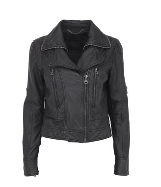 Luxuru Black Leather jacket isolated on white + clipping path clipart