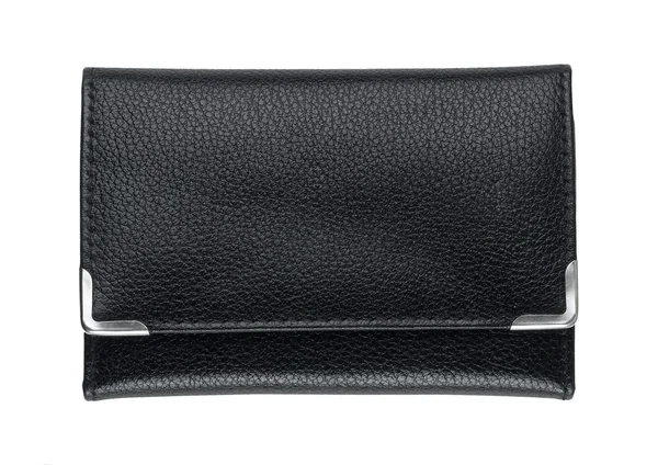 Black Leather New Wallet Isolated White Background — Stock Photo, Image