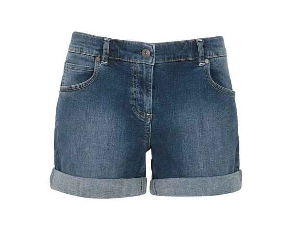 Blue Jeans Shorts Isoliert Auf Dem Weißen Hintergrund — Stockfoto