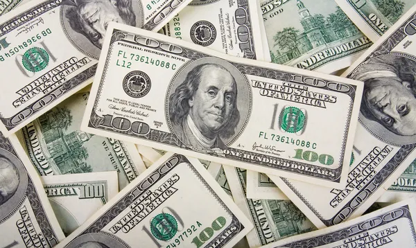Paralı Arka Plan Amerikan 100 Dolarlık Banknotlar — Stok fotoğraf