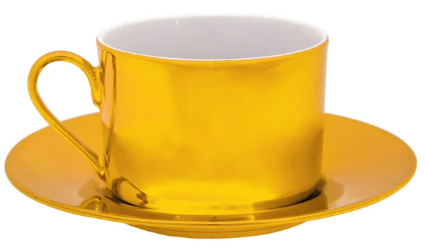 Goldene Tasse Isoliert Auf Weiß — Stockfoto