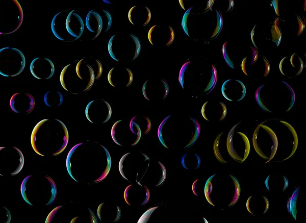 Soap bubbles isolated on black. XXL. — Stock Photo, Image