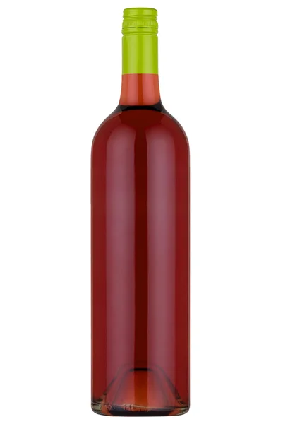 Bir şişe kırmızı şarap, izole beyaz + kırpma yolu. — Stok fotoğraf