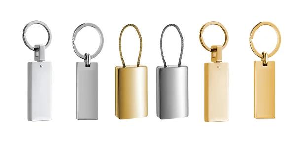 Gold & Silver Labels or Tags or Charm on white + Clipping Path — Stock Photo, Image