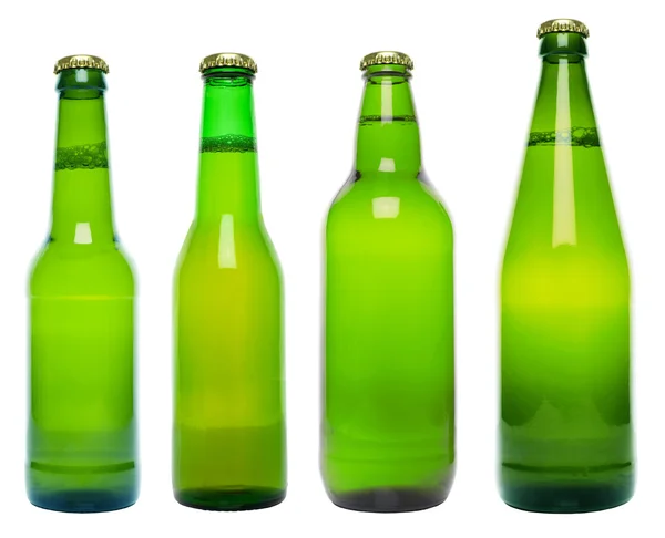 Green beer bottles isolated on white — Stock Photo, Image