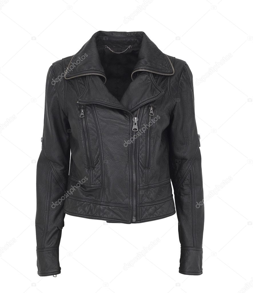 Luxuru Black Leather jacket isolated on white + clipping path