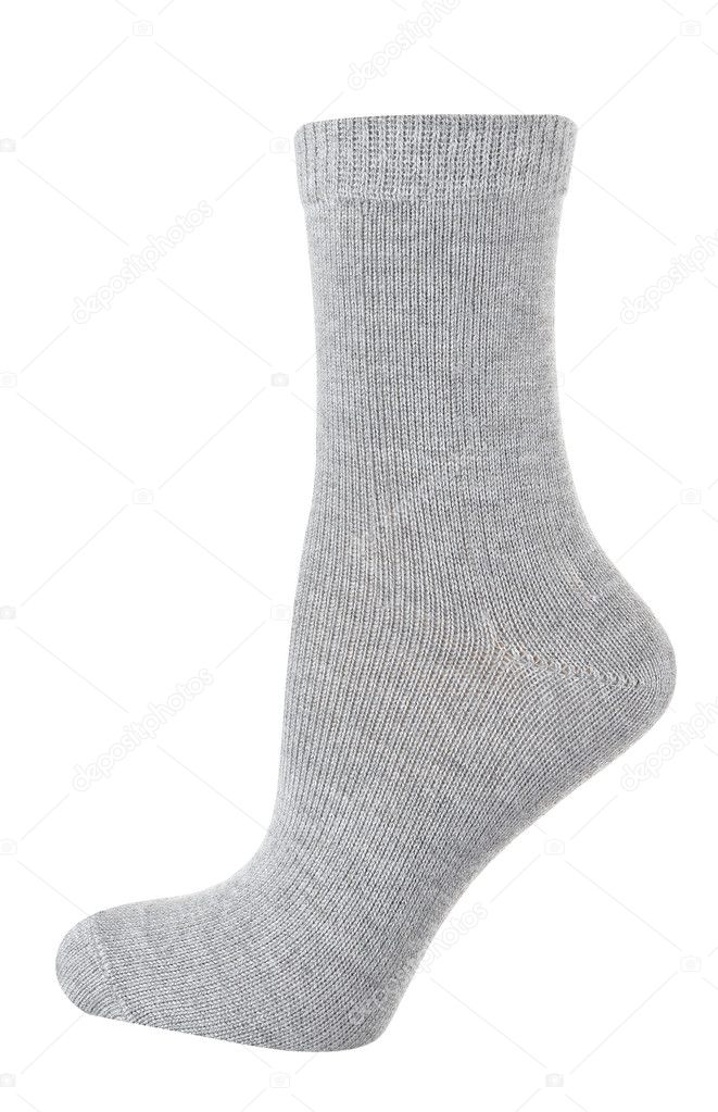 Gray male socks isolated on white background