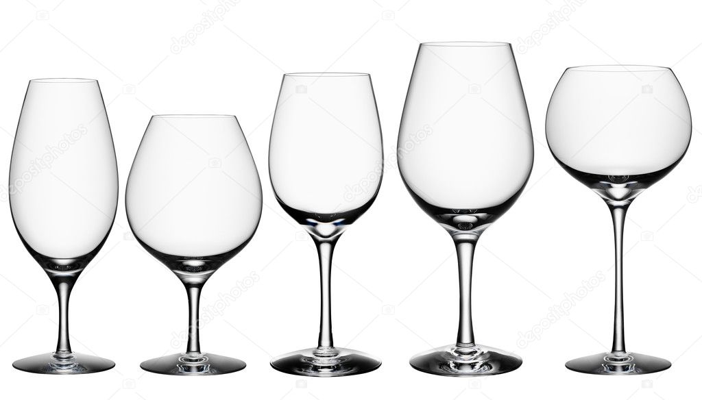 Cocktail Glass Collection - wine glasses isolated on white background with clipping path.