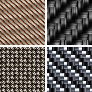 Set of various types of Carbon fiber textures. 3d clipart