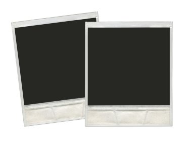 Two vintage instant polaroid photo frames in white background ready for use + clipping path clipart