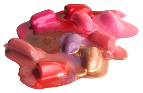 Multi-színes maradékot a rúzst egy tükör — Stock Fotó