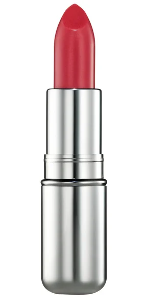 Rode lippenstift op witte achtergrond met uitknippad. — Stockfoto