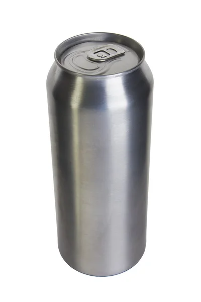 Getränkedose Aus Blankem Aluminium Isoliert Auf Weißem Hintergrund — Stockfoto