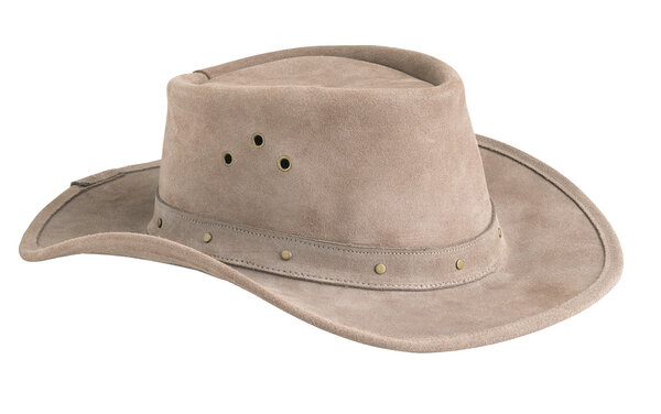 Leather Cowboy hat isolated on white.