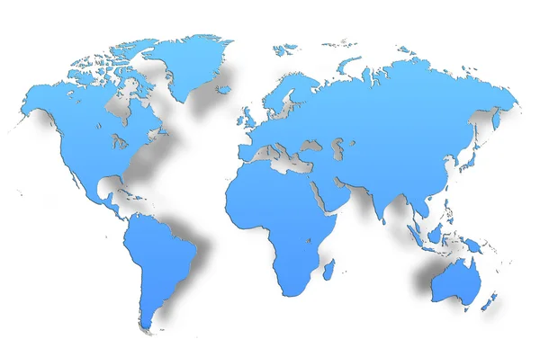 Weltkarte Der Hellblauen Farben — Stockfoto