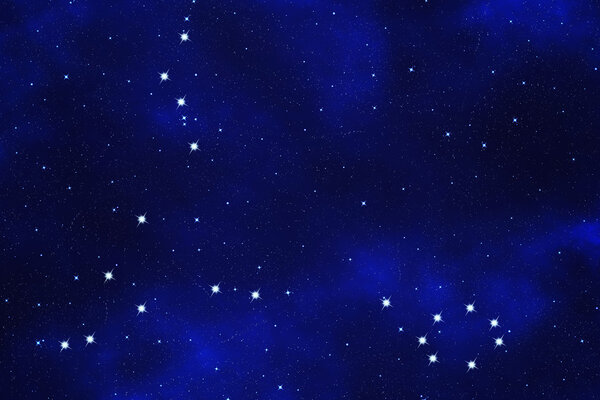 Starfield background of zodiacal symbol "Pisces"