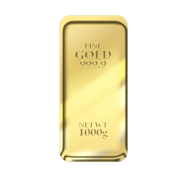 1kg barra de ouro isolado em um fundo branco com caminho de recorte — Fotografia de Stock